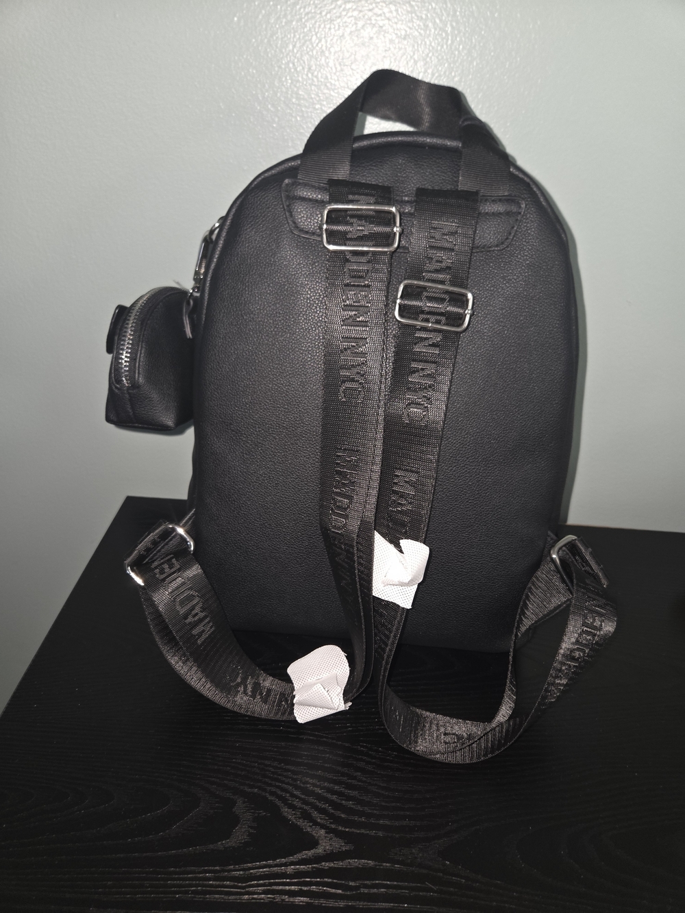 Madden NYC Black Faux Leather Bow Backpack - Picture 2 of 3
